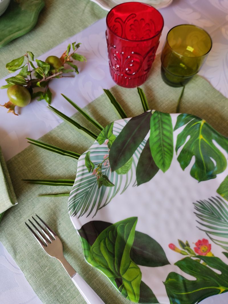 Bicchieri da vino Fiori tropicali, pappagalli e foglie di palma